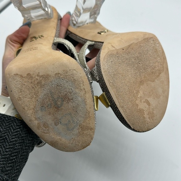 Diane Von Furstenberg Ibiza Sandal Clear Snakeskin Heels Size 6 - Picture 12 of 14